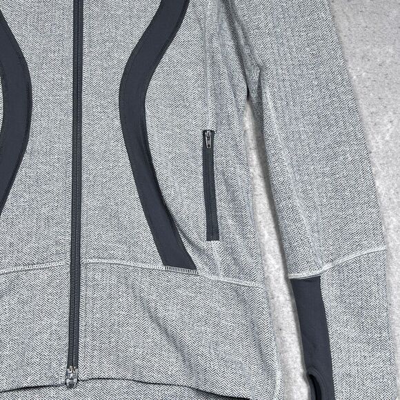 Lululemon Sweatshirt Womens Size 6 Ghost Herringbone Brushed Stride Jacket - Picture 4 of 13